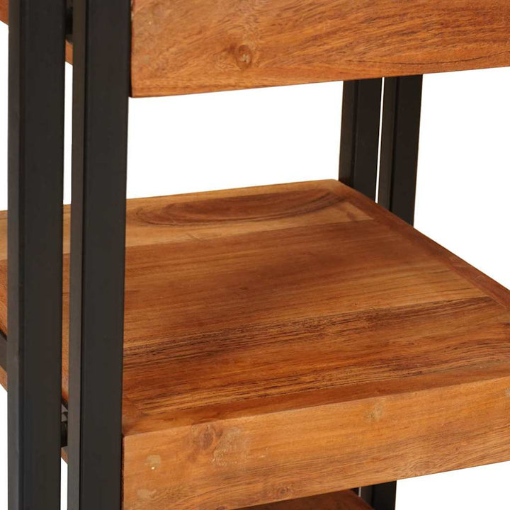 Sengebord 2 pcs Brun og sort 38 x 33 x 58 cm Massivt træ akacie