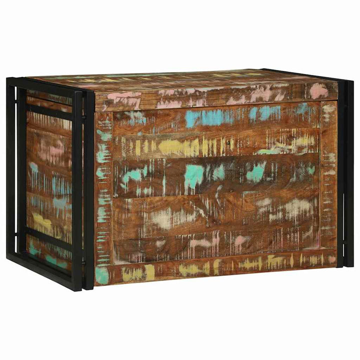 Opbevaringskasse Brun og sort 80 x 50 x 50 cm genbrugstræ