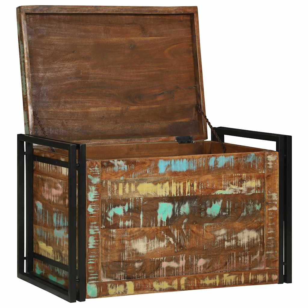 Opbevaringskasse Brun og sort 80 x 50 x 50 cm genbrugstræ