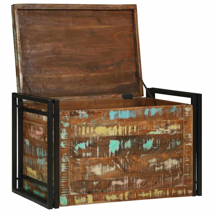 Opbevaringskasse Brun og sort 80 x 50 x 50 cm genbrugstræ