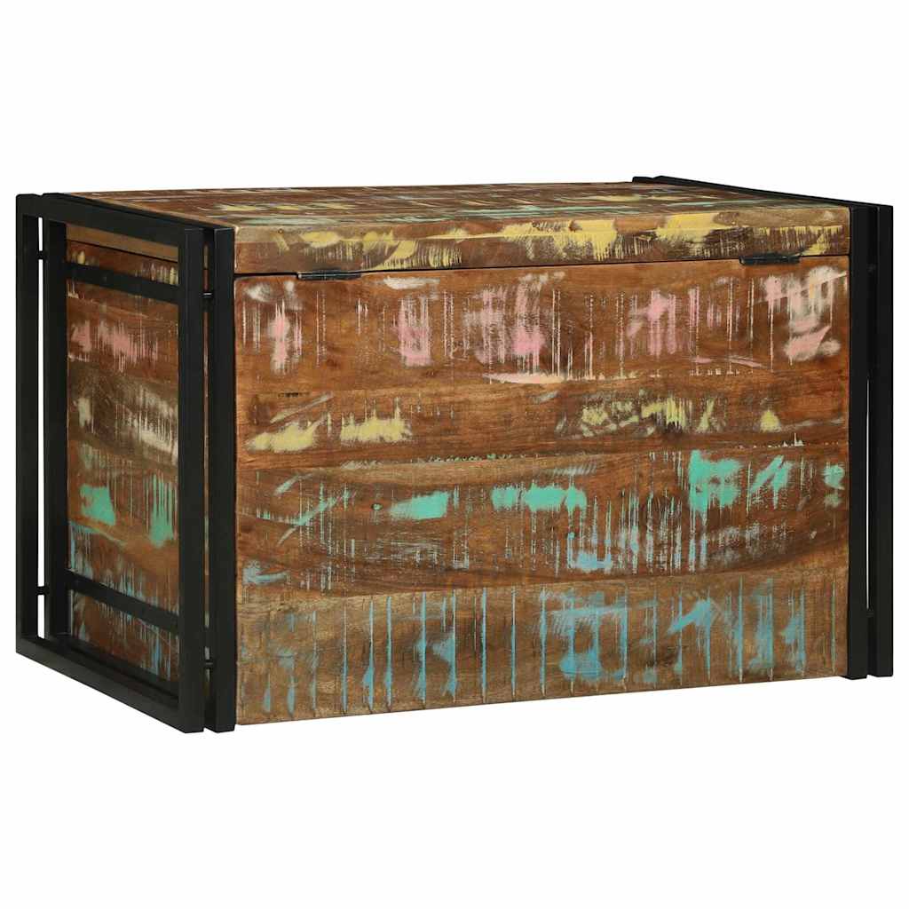 Opbevaringskasse Brun og sort 80 x 50 x 50 cm genbrugstræ