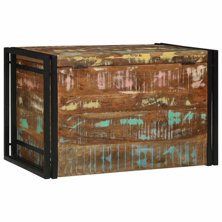 Opbevaringskasse Brun og sort 80 x 50 x 50 cm genbrugstræ