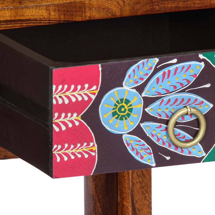 Blomster Endebord med skuffe Brun 35 x 35 x 75 cm
