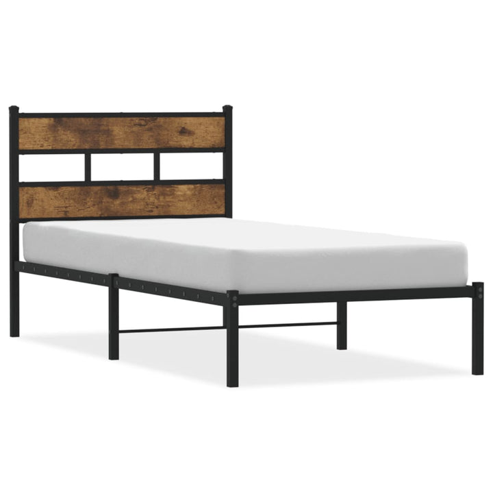 sengeramme uden madras 75x190 cm metal røget egetræsfarve