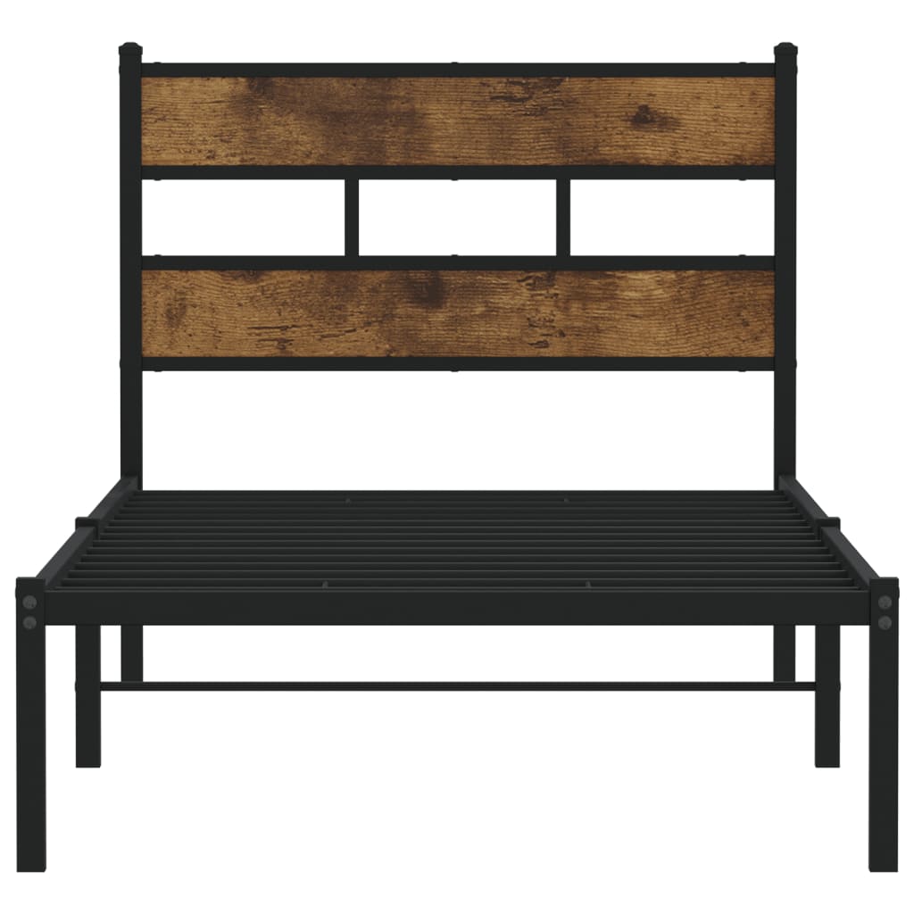 sengeramme uden madras 75x190 cm metal røget egetræsfarve