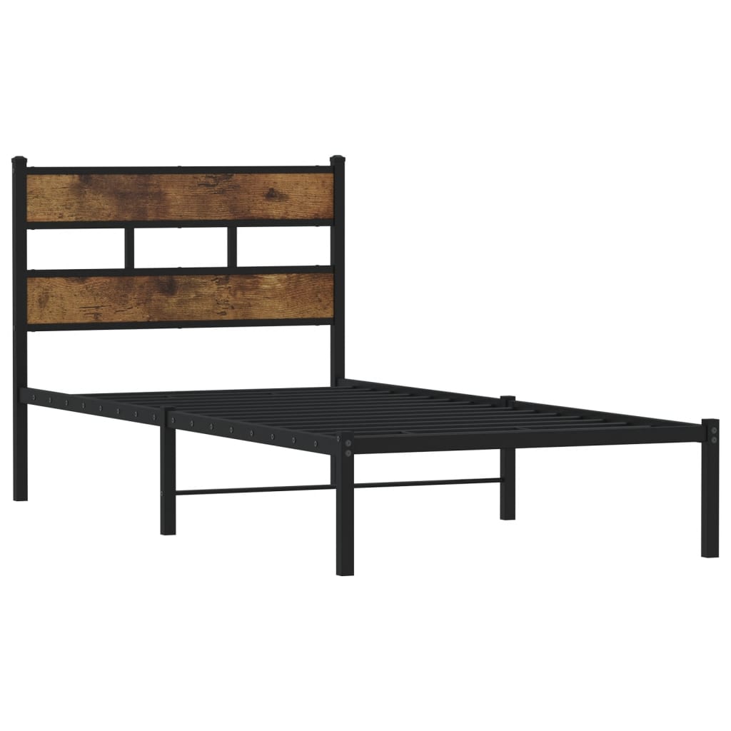 sengeramme uden madras 90x190 cm metal røget egetræsfarve