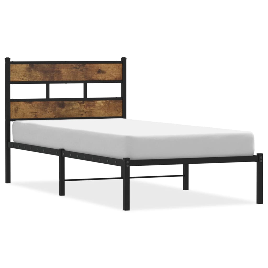sengeramme uden madras 100x190 cm metal røget egetræsfarve