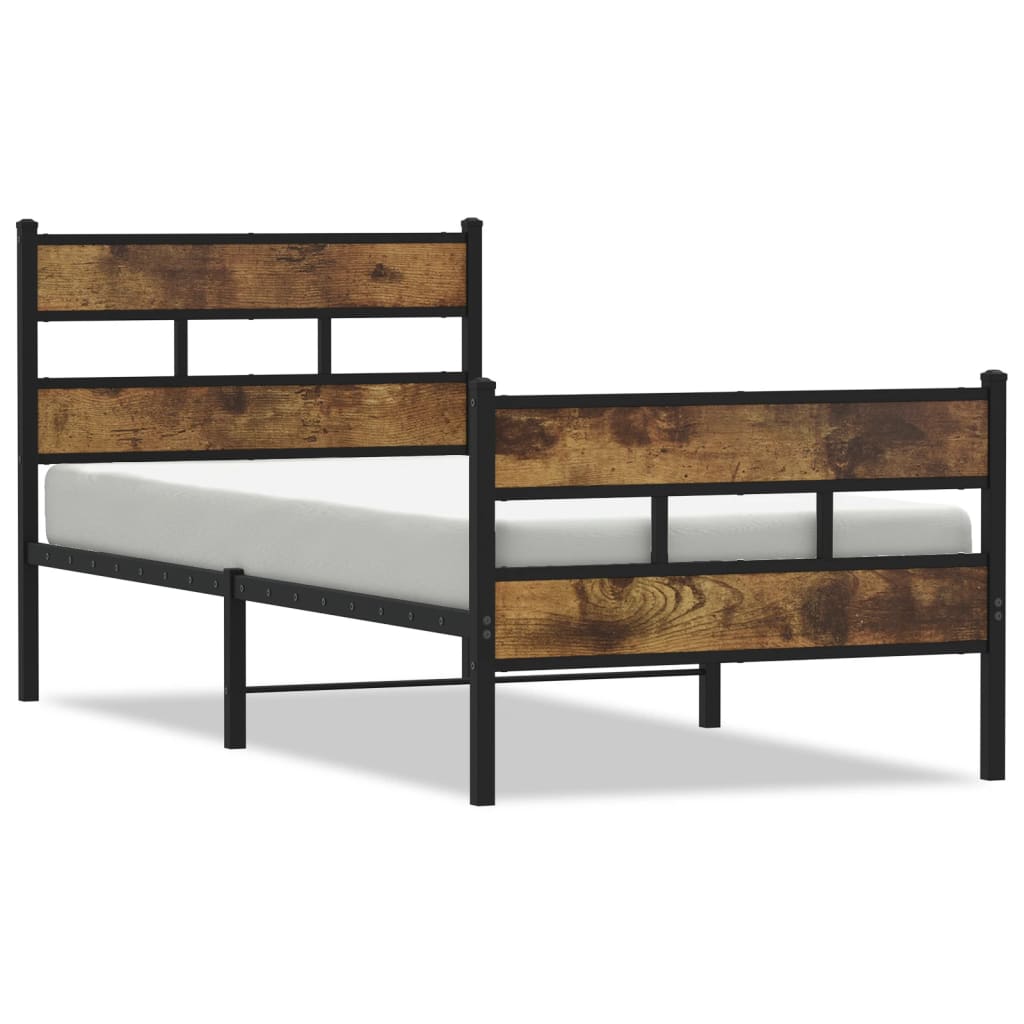 sengeramme uden madras 75x190 cm metal røget egetræsfarve