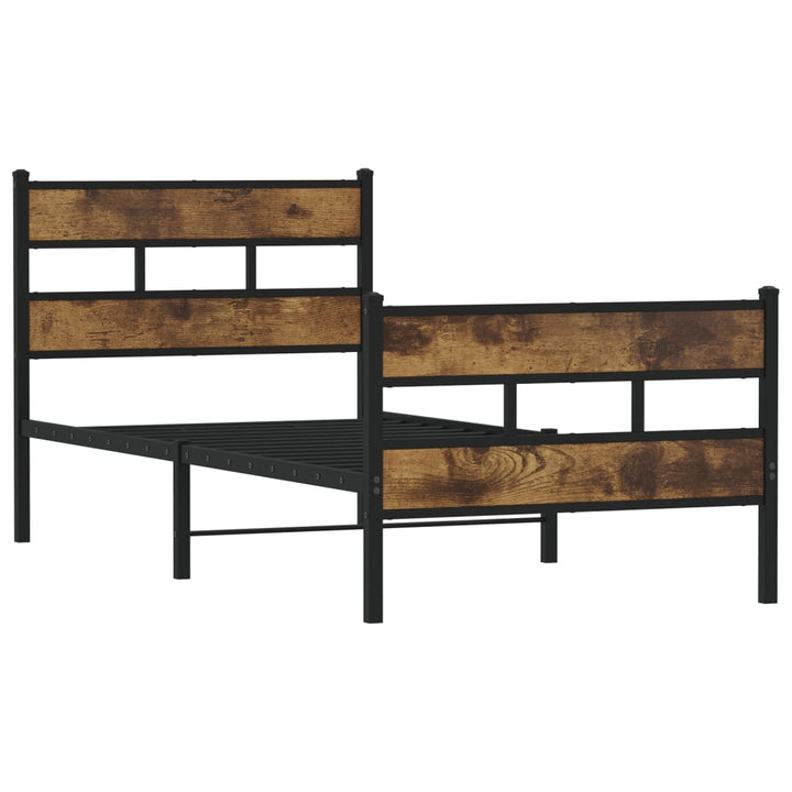 sengeramme uden madras 90x190 cm metal røget egetræsfarve