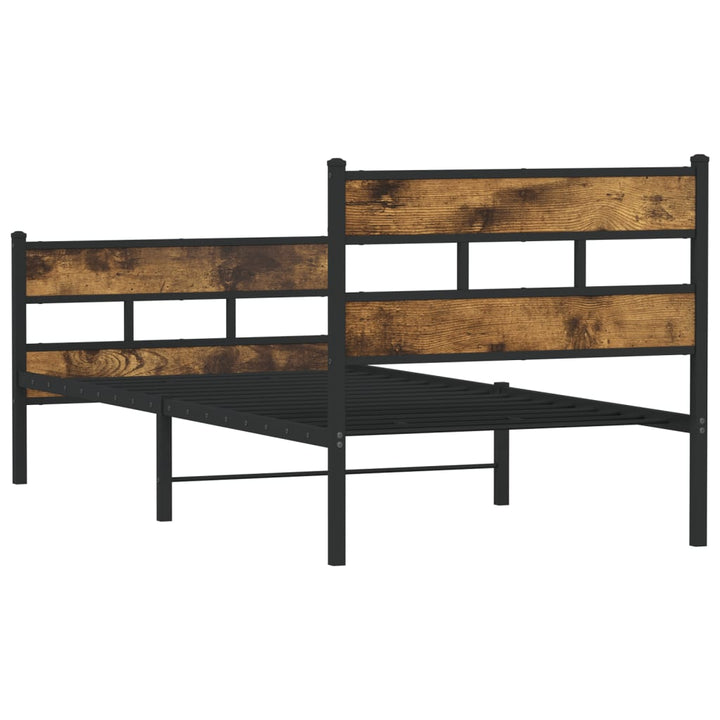 sengeramme uden madras 90x190 cm metal røget egetræsfarve