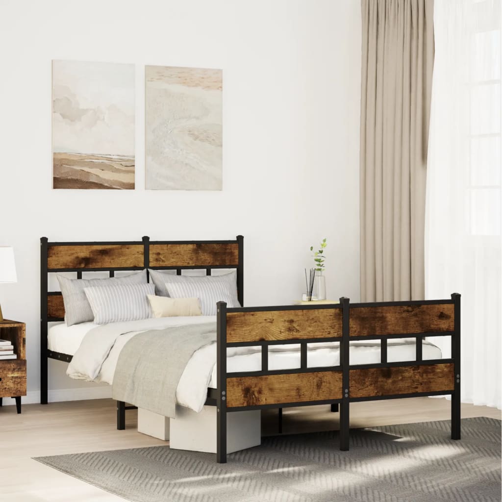 sengeramme uden madras 120x190 cm metal røget egetræsfarve
