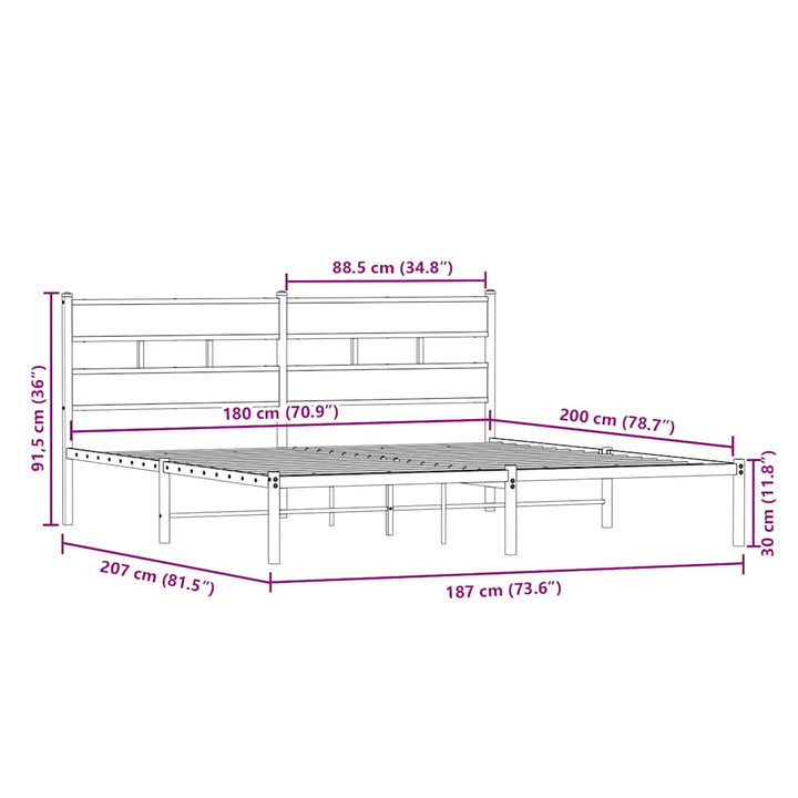 sengeramme uden madras 180x200 cm metal sonoma-eg