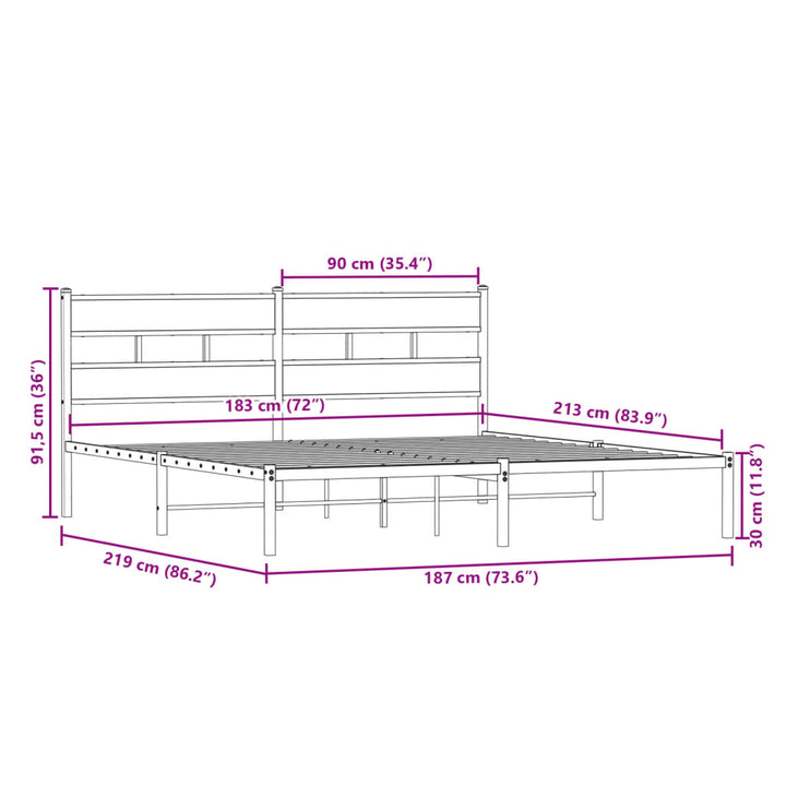 sengeramme uden madras 183x213 cm metal sonoma-eg