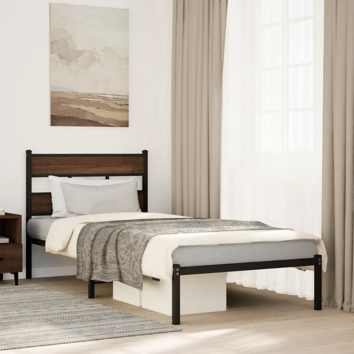 sengeramme m. sengegavl 75x190 cm uden madras brun egetræsfarve