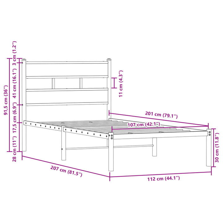 sengeramme m. sengegavl 107x203 cm uden madras brunt eg
