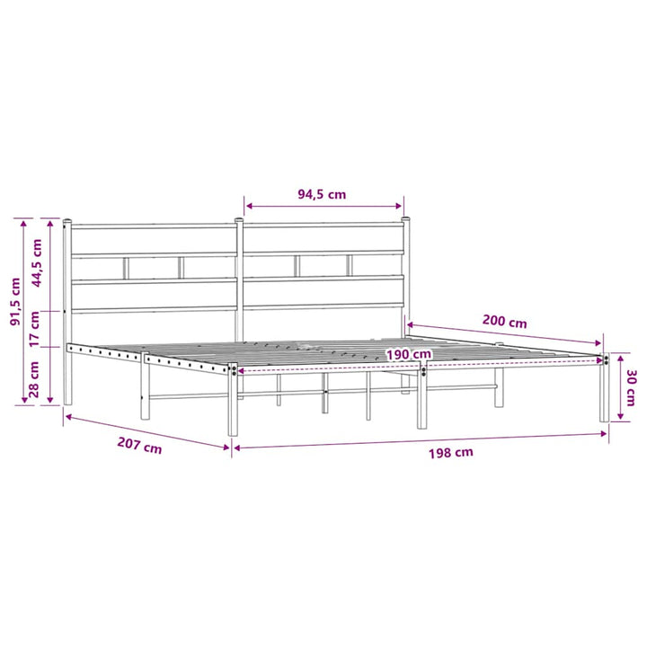 sengeramme m. sengegavl 190x200 cm uden madras brunt eg