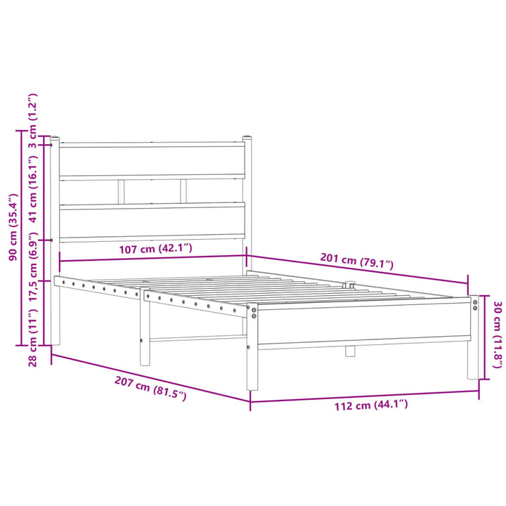 sengeramme m. sengegavl 107x203 cm uden madras sonoma-eg
