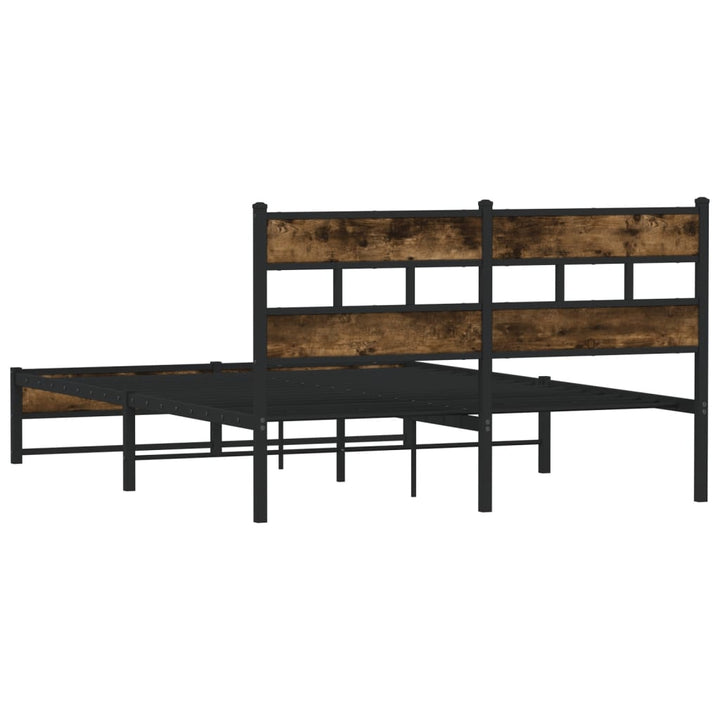 sengeramme uden madras 135x190 cm metal røget egetræsfarve