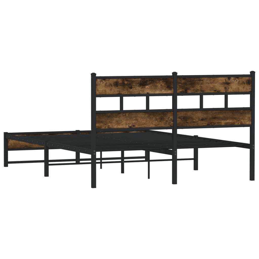 sengeramme uden madras 140x190 cm metal røget egetræsfarve