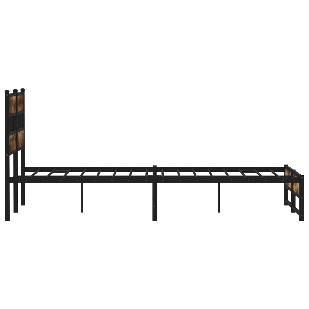 sengeramme uden madras 150x200 cm metal røget egetræsfarve
