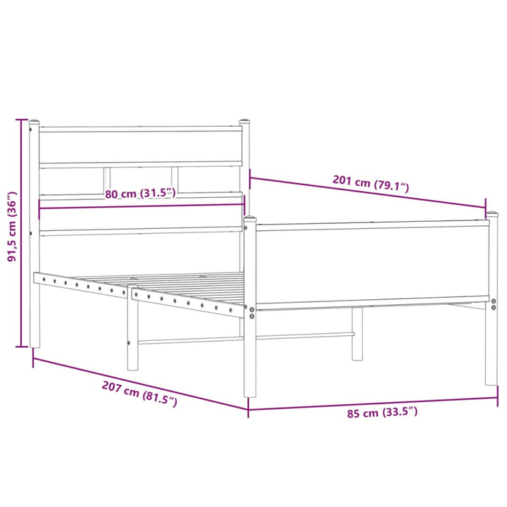 sengeramme 80x200 cm uden madras konstrueret træ røget eg