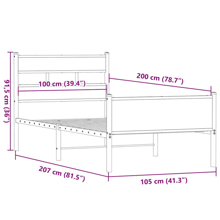 sengeramme 100x200 cm uden madras konstrueret træ røget eg