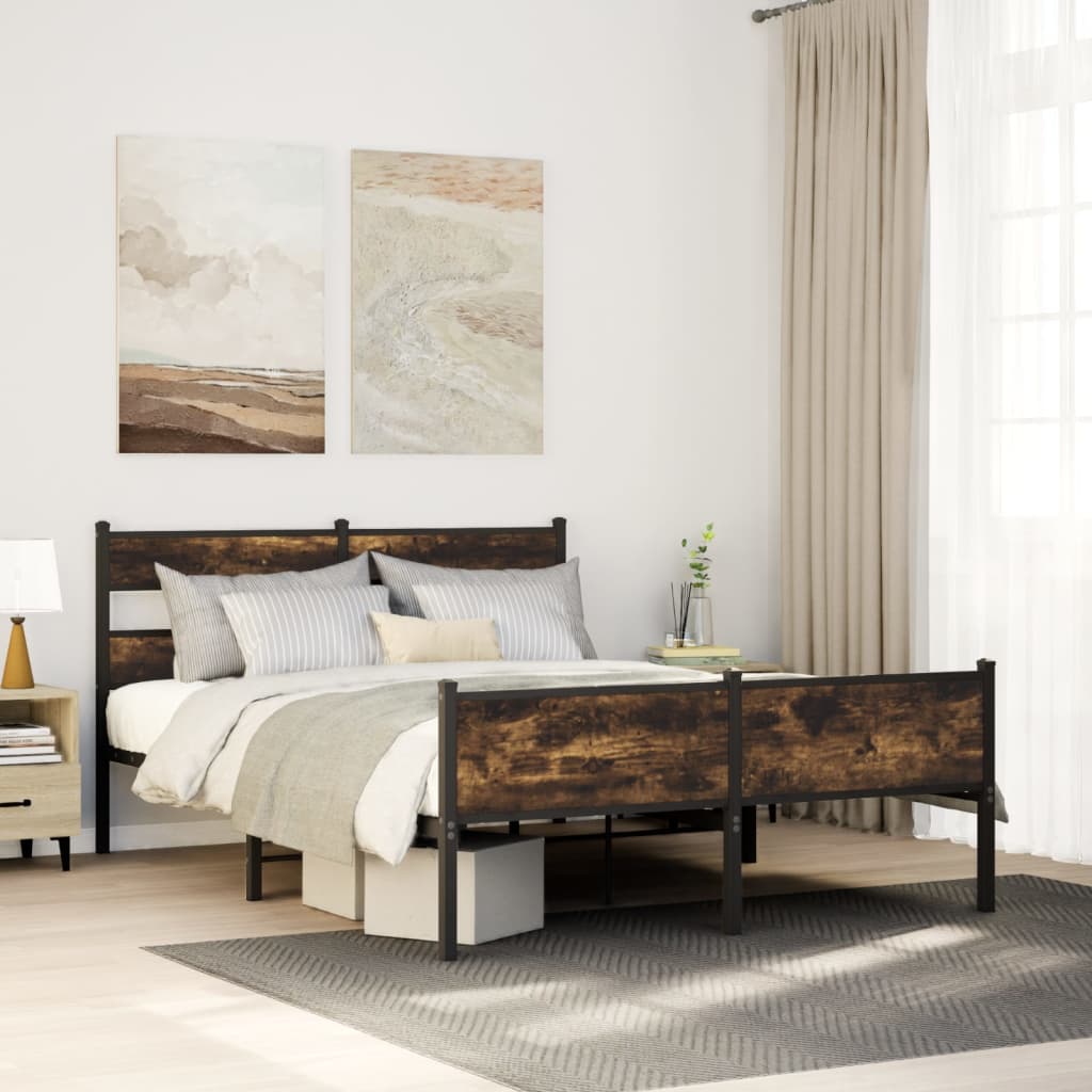 sengeramme 137x190 cm uden madras konstrueret træ røget eg