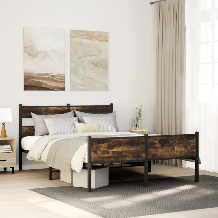 sengeramme 137x190 cm uden madras konstrueret træ røget eg