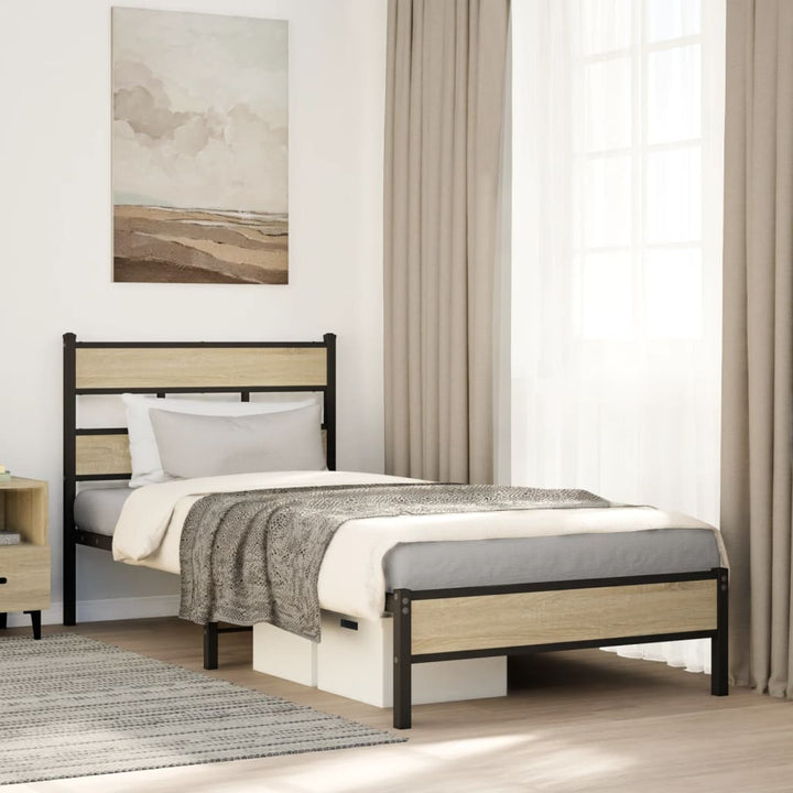 sengeramme 107x200 cm uden madras konstrueret træ sonoma-eg