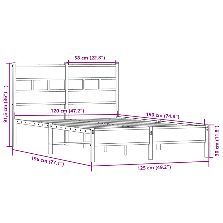 sengeramme 120x190 cm uden madras konstrueret træ sonoma-eg