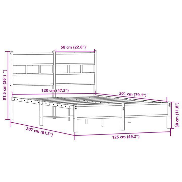 sengeramme 120x200 cm uden madras konstrueret træ sonoma-eg