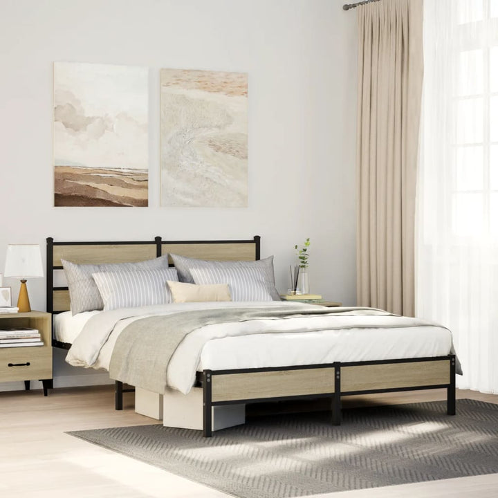 sengeramme 140x190 cm uden madras konstrueret træ sonoma-eg
