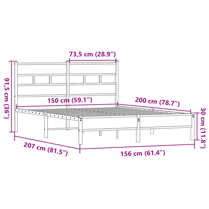 sengeramme 150x200 cm uden madras konstrueret træ sonoma-eg