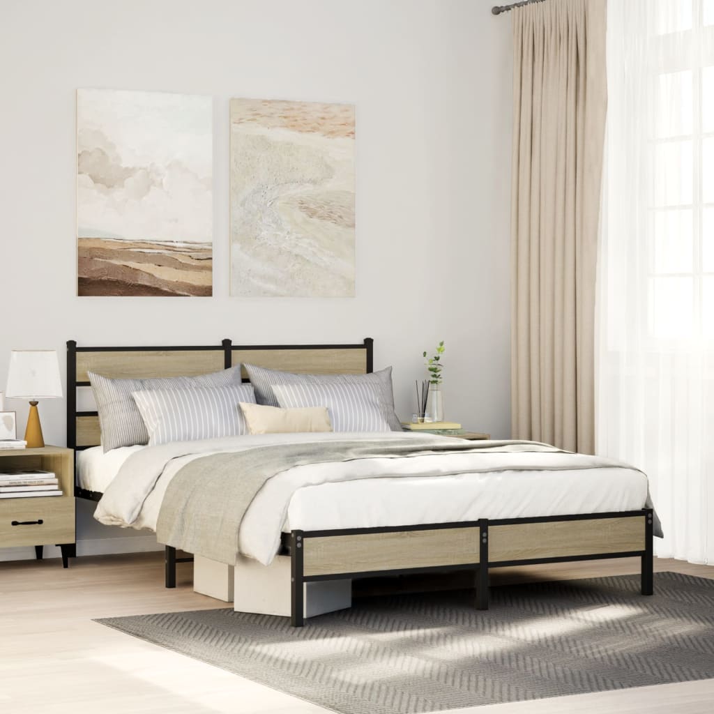 sengeramme 150x200 cm uden madras konstrueret træ sonoma-eg