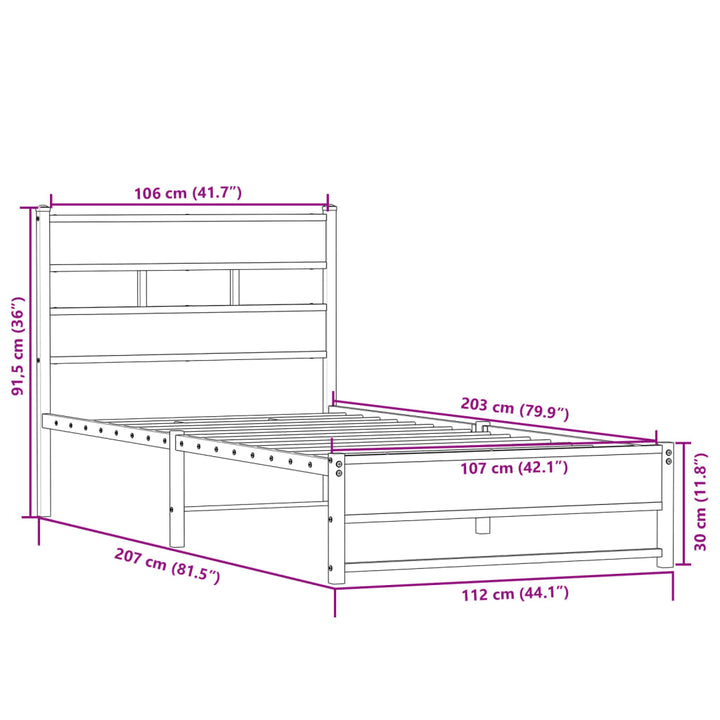 sengeramme uden madras 107x203 cm metal sonoma-eg