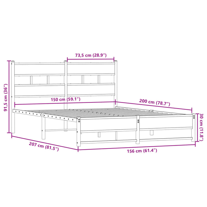 sengeramme uden madras 150x200 cm metal sonoma-eg