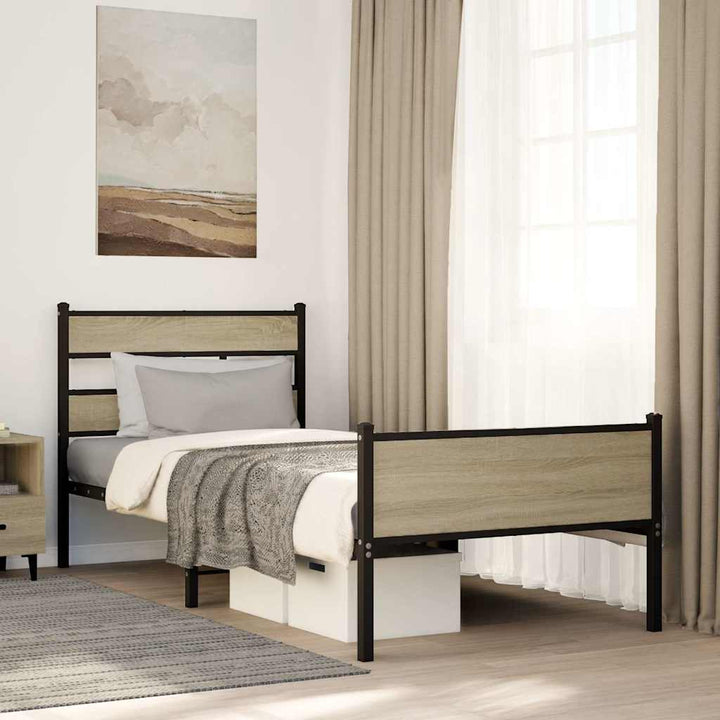 sengeramme 90x200 cm uden madras konstrueret træ sonoma-eg