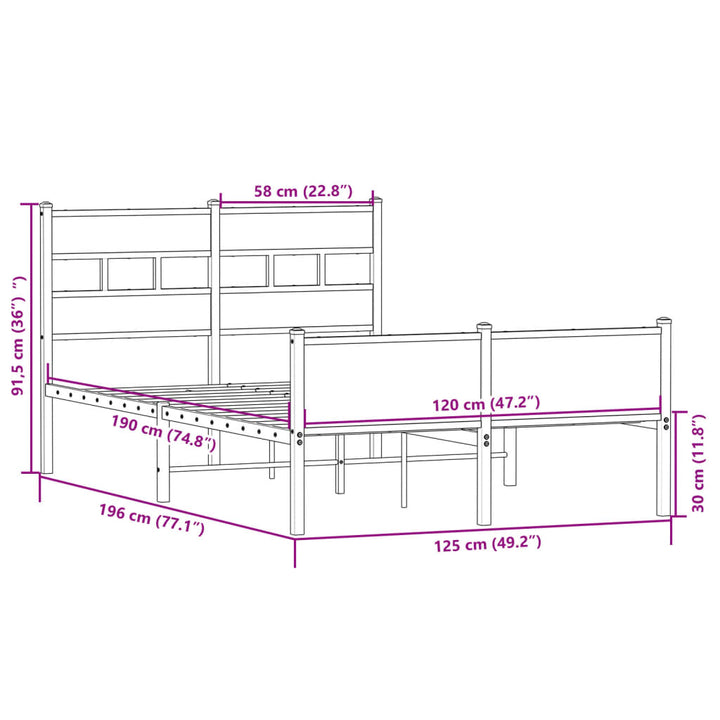 sengeramme 120x190 cm uden madras konstrueret træ sonoma-eg