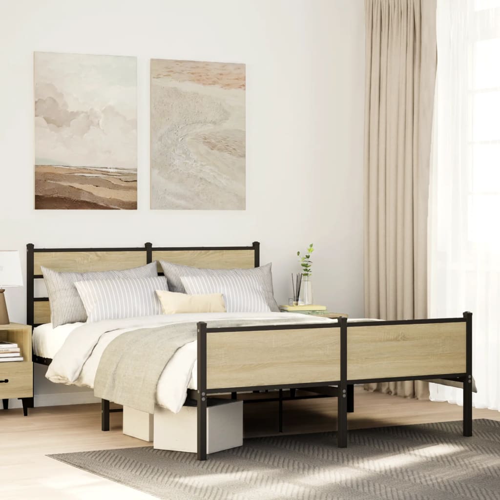 sengeramme 137x190 cm uden madras konstrueret træ sonoma-eg