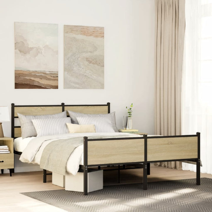 sengeramme 150x200 cm uden madras konstrueret træ sonoma-eg