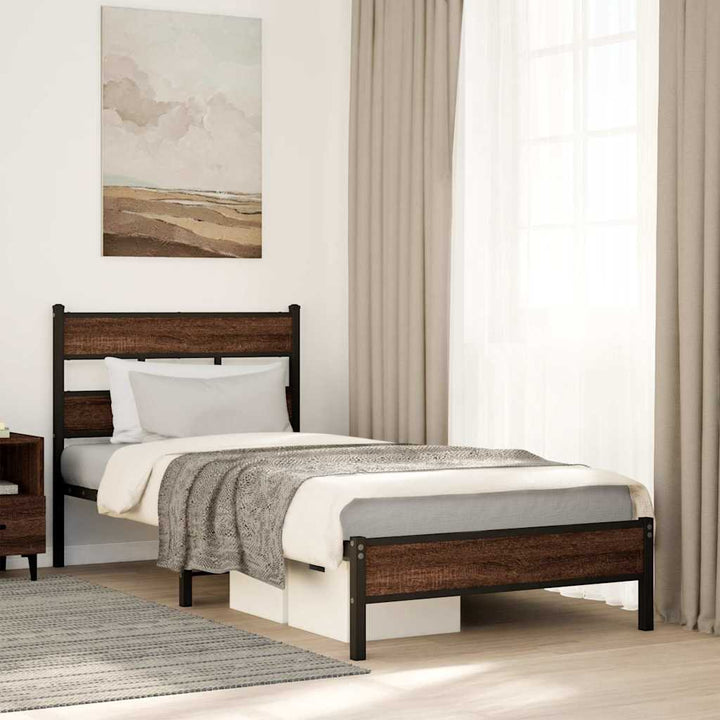sengeramme 90x200 cm uden madras konstrueret træ brunt eg
