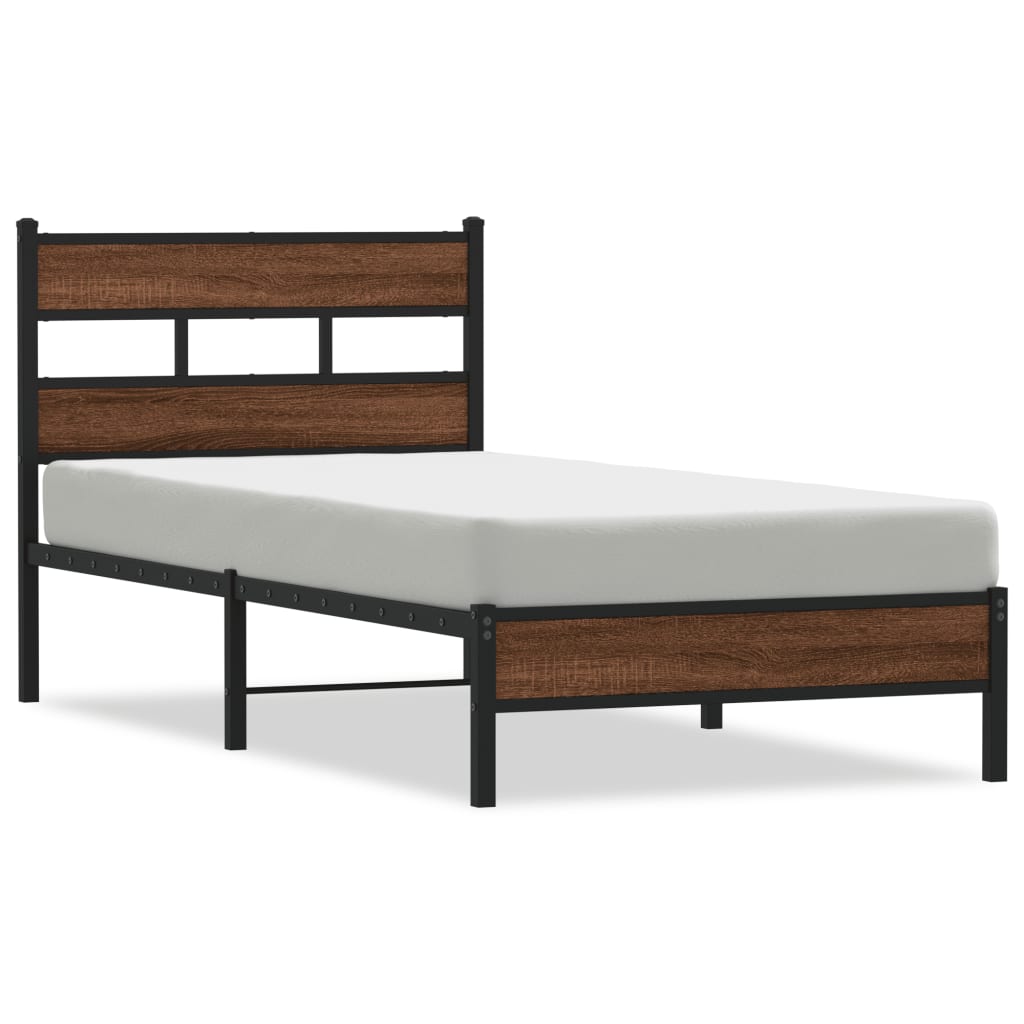 sengeramme 107x200 cm uden madras konstrueret træ brunt eg