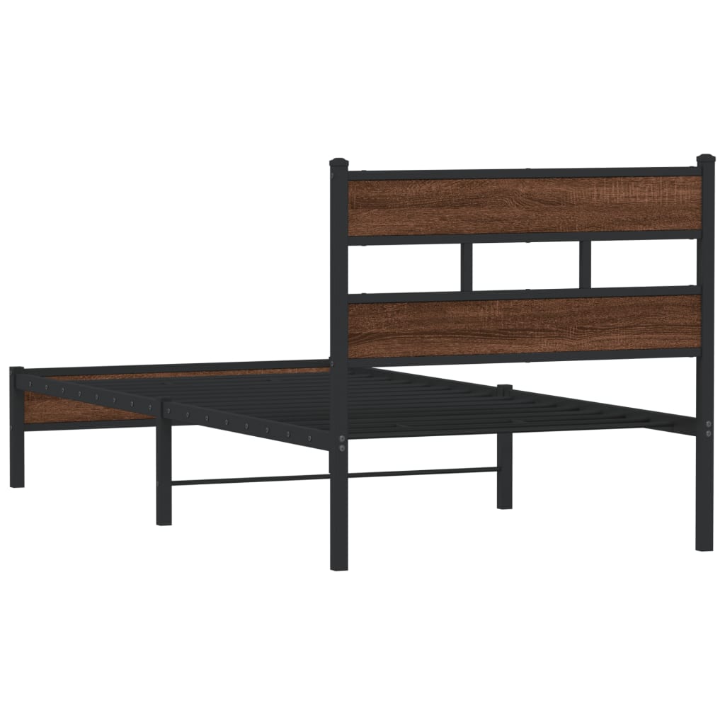 sengeramme 107x200 cm uden madras konstrueret træ brunt eg