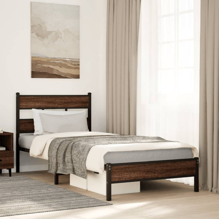 sengeramme 107x200 cm uden madras konstrueret træ brunt eg
