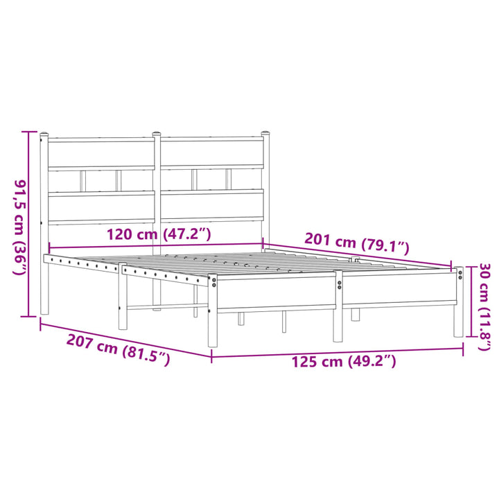 sengeramme 120x200 cm uden madras konstrueret træ brunt eg