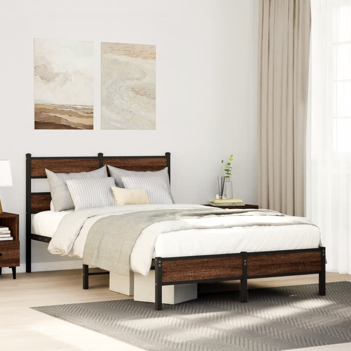 sengeramme 120x200 cm uden madras konstrueret træ brunt eg