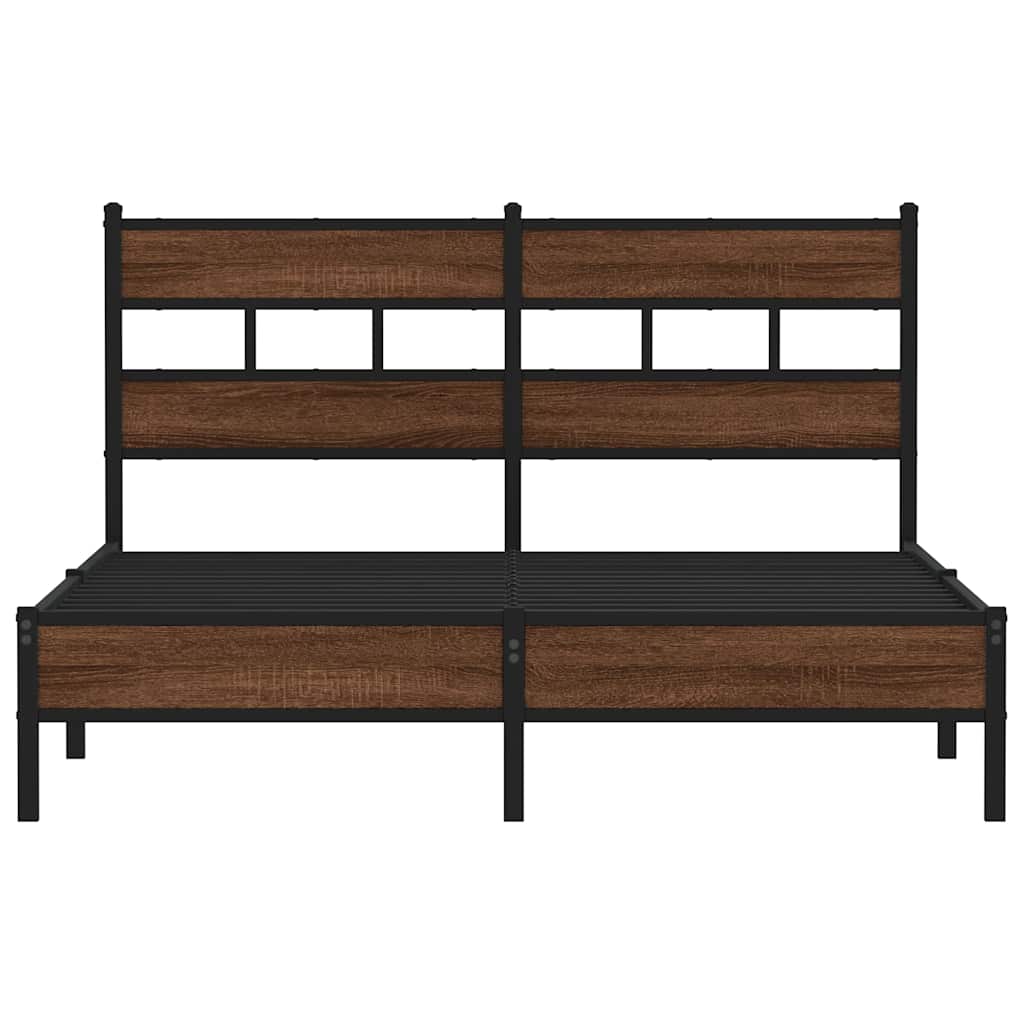 sengeramme 150x200 cm uden madras konstrueret træ brunt eg