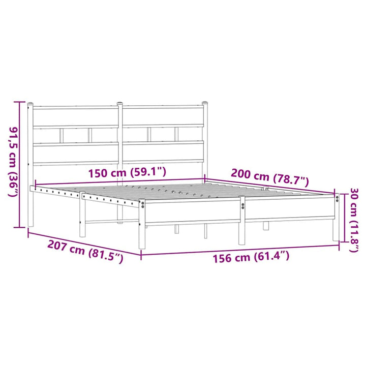 sengeramme 150x200 cm uden madras konstrueret træ brunt eg