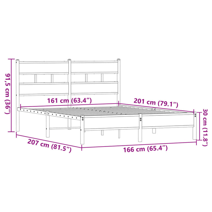 sengeramme 160x200 cm uden madras konstrueret træ brunt eg