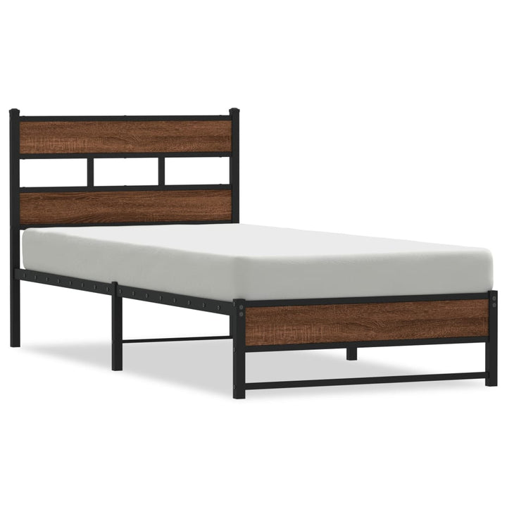 sengeramme 75x190 cm uden madras metal brun egetræsfarve